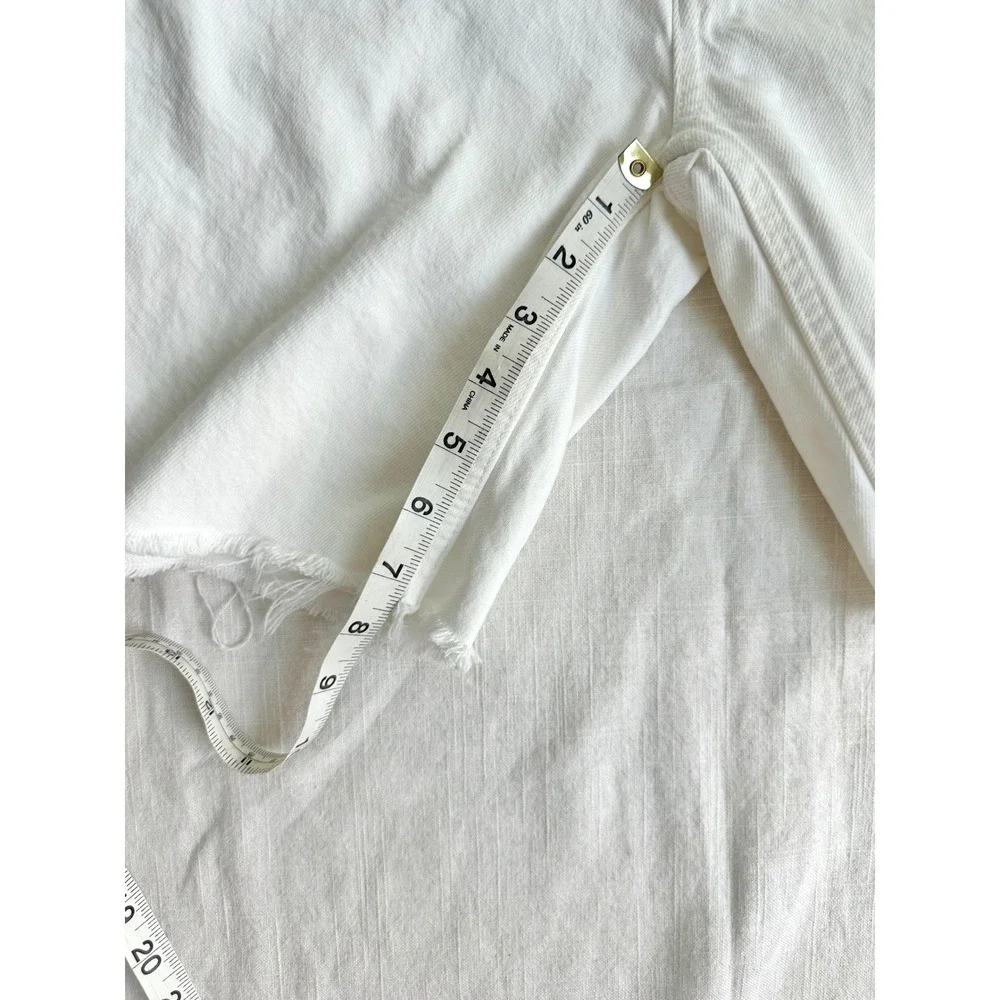 Everlane 90s Cheeky Long Denim Shorts Raw‎ Hem White Casual Summer Size 24